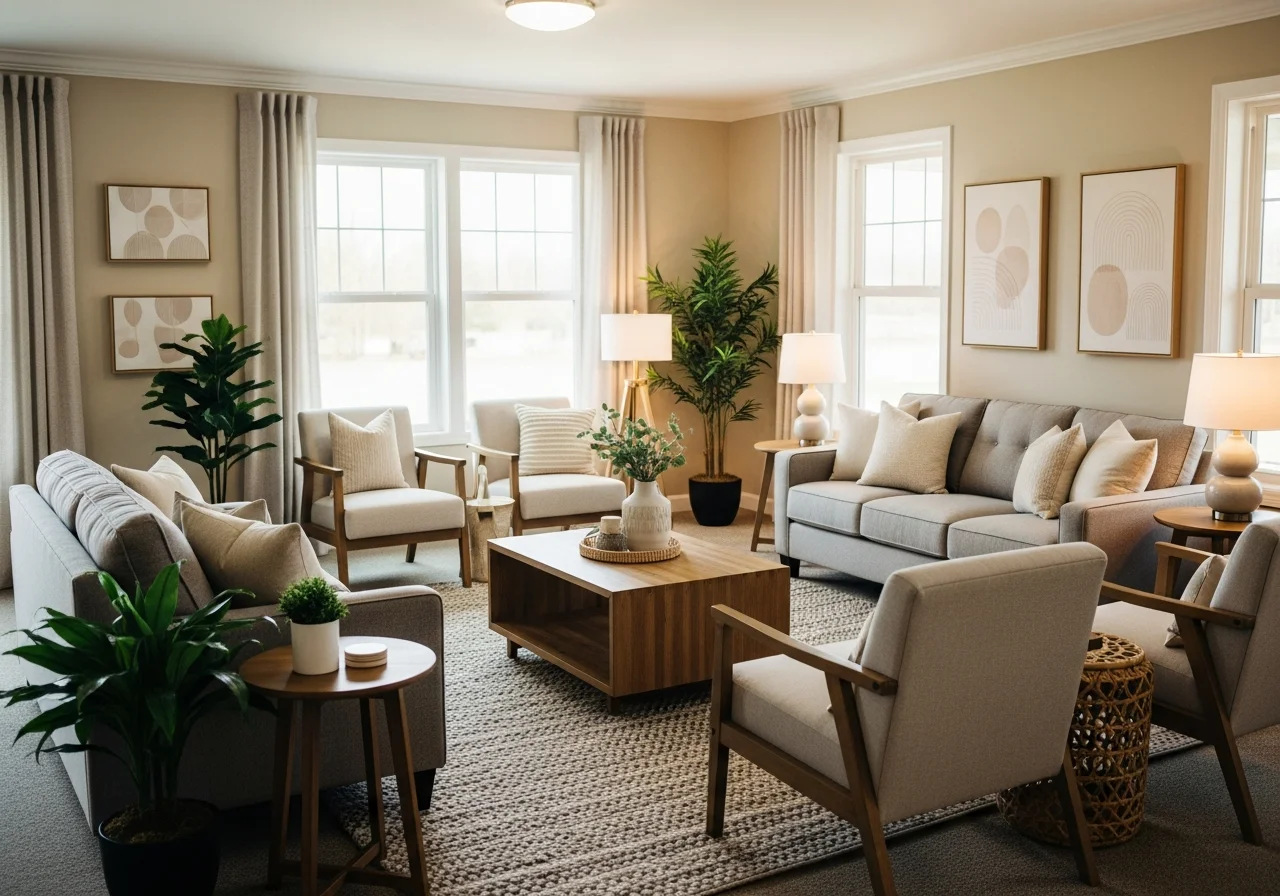 Living room at On The Mend halfway house — admissions and intake enquiries